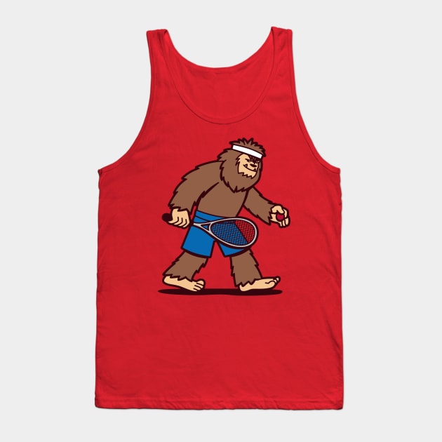 Funny Kawaii Cute Bigfoot Sasquatch Playing Squash Funny Sports Cartoon Tank Top by BoggsNicolas